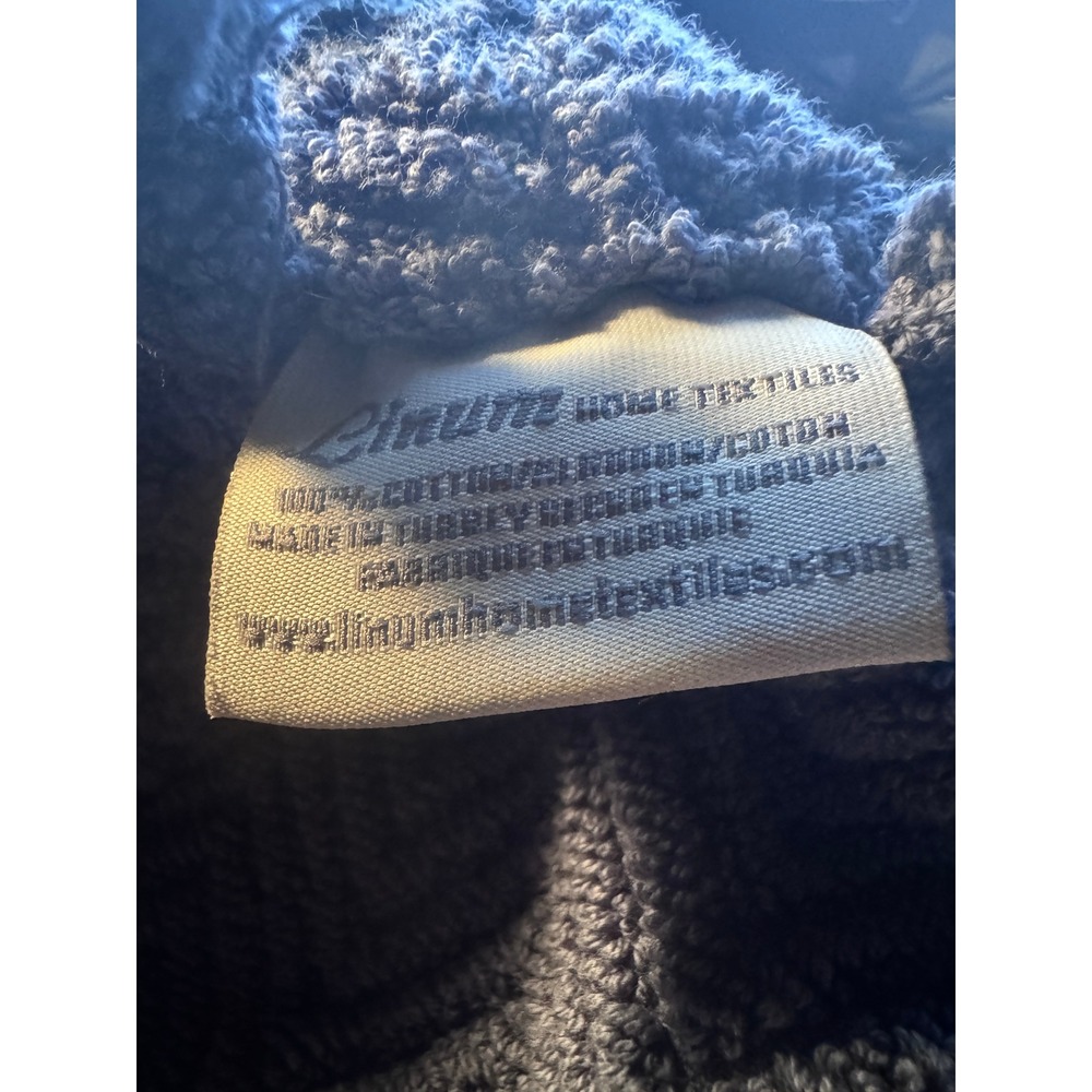 Linum 100% Turkish Cotton Spa Robe XL Blue Herringbone Shawl Collar Luxury Robe - Picture 7 of 7
